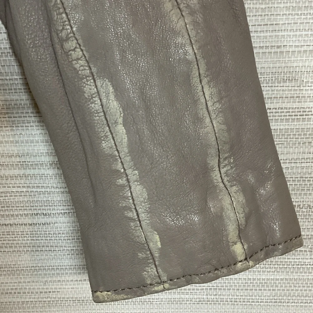 Women's Mauritius Sofia RF Lambskin Leather Biker Moto Jacket Distressed Grey 8 - Picture 5 of 16